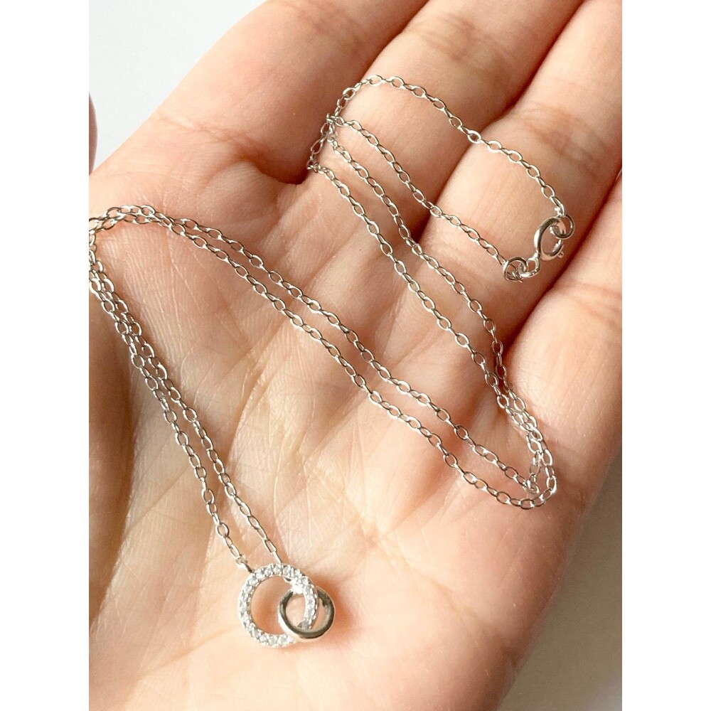 Primrose 925 sterling Silver cz interlock dainty necklace